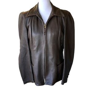 Vintage Distressed W.B. Place & Co Brown Deerskin Leather Jacket Sz S M